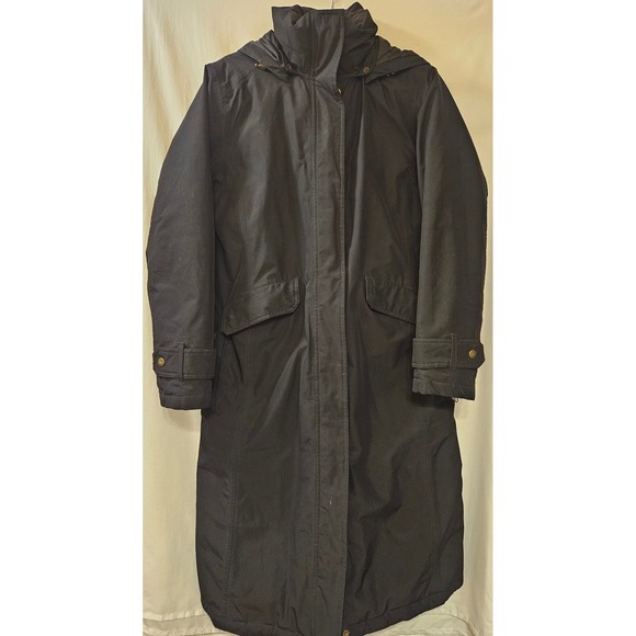 Lands' End Jackets & Blazers - Lands End Womens Black Long Down Parka Hooded Winter Coat Size S 6-8